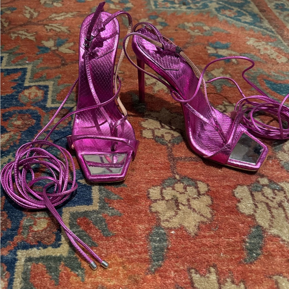 Schutz Vikki Hot Pink Strappy Heels 8B gently worn